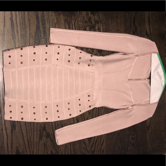 House of CB Dresses & Skirts - Nude long sleeve studded bandage dress